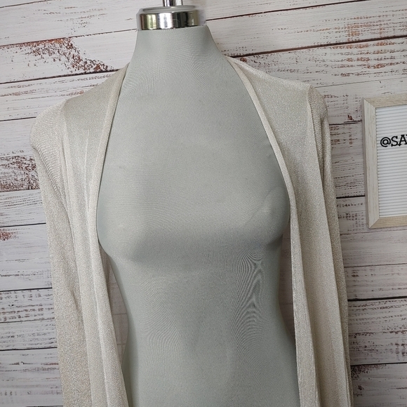 TED Baker Taupe Shimmer Waterfall Cardigan Size 6 - Picture 3 of 16